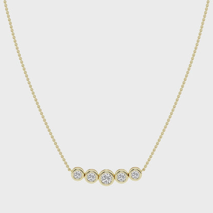 Bezel Set Round 5 Stone 1.00ct Necklace