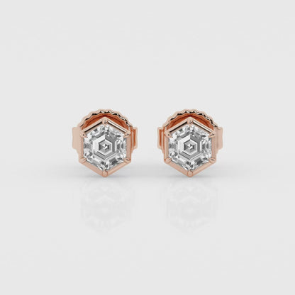 Hexagon Cut 2.00ct Diamond Studs