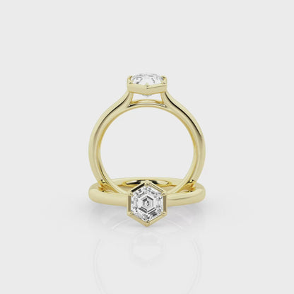 Hexagon 1.00ct  Diamond solitaire ring