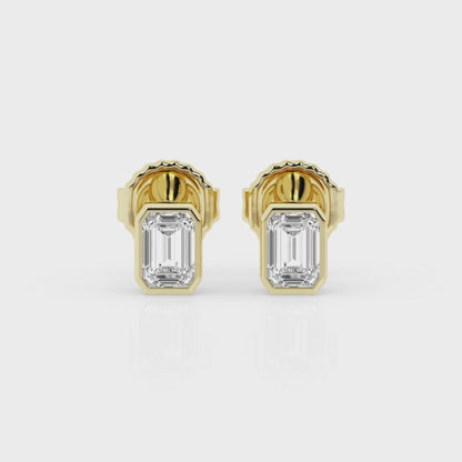 Bezel Set 2.00ct Emerald Cut Studs