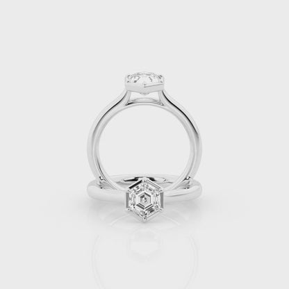 Hexagon 1.00ct  Diamond solitaire ring