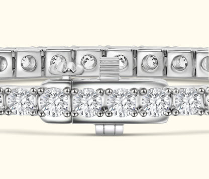 Silver bracelet featuring sparkling round diamonds in a double row setting.